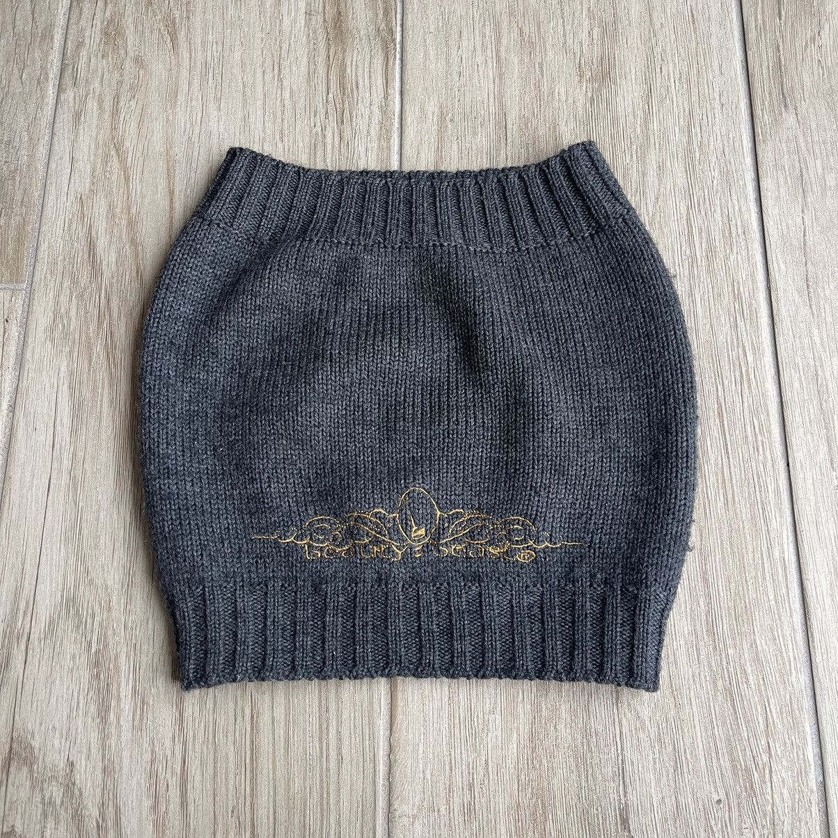 Beauty Beast 90s Embroidery Logo Open Top Wool Knit Hat Size ONE SIZE - 1 Thumbnail