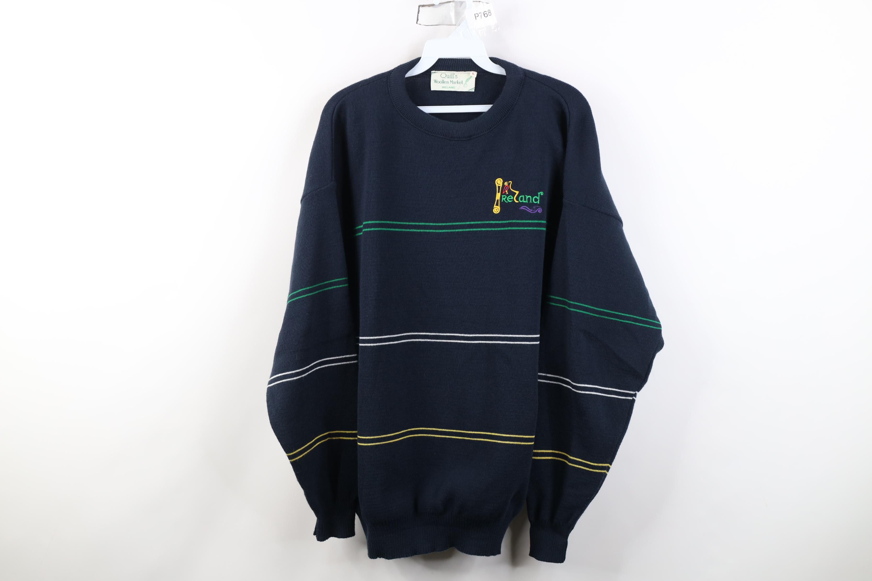 Vintage Vintage 90s Streetwear Wool Blend Ireland Sweater Striped Size US L / EU 52-54 / 3 - 1 Thumbnail