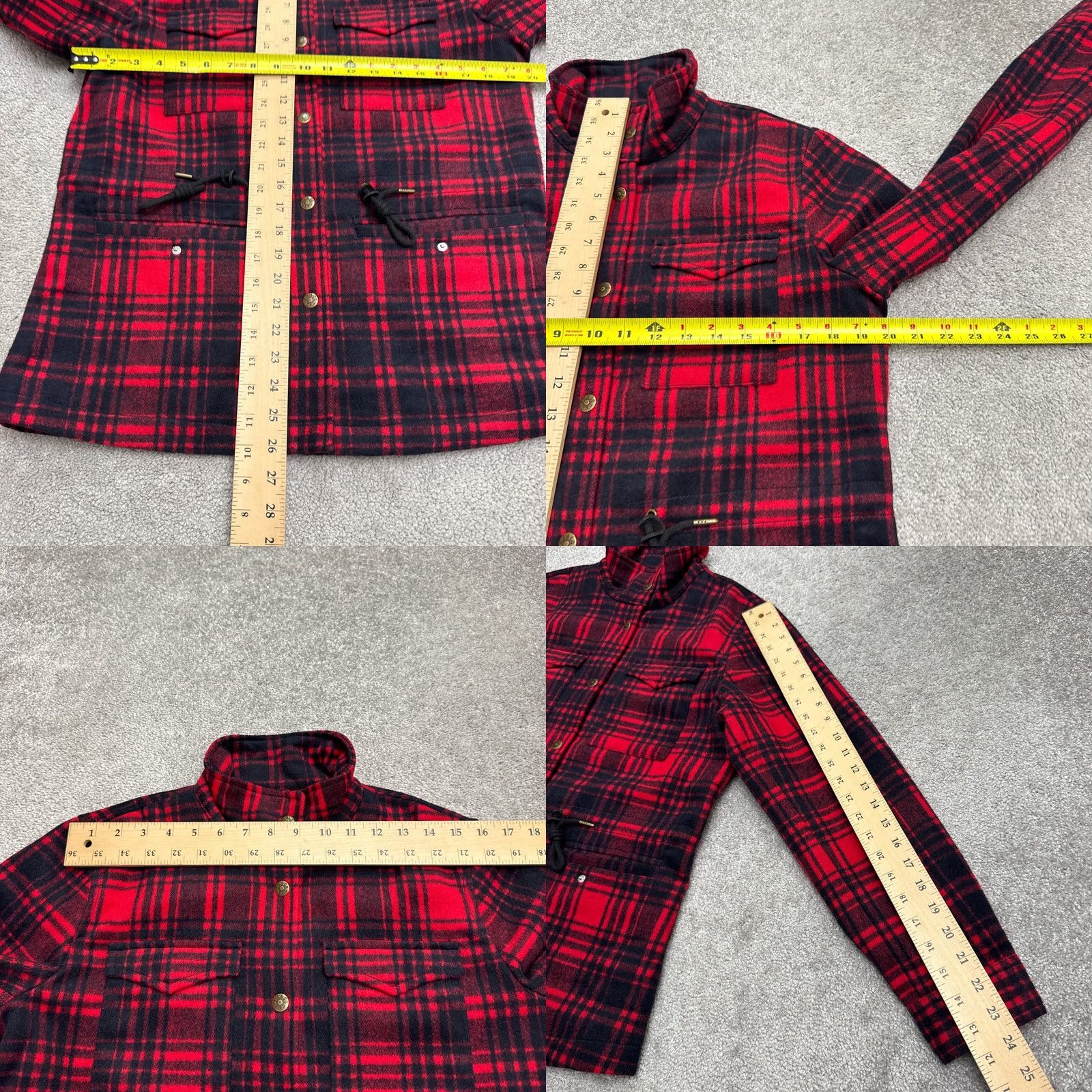 Levi's Levi's Field Jacket Womens Small Black Red Buffalo Plaid Cinch Waist Wool Blend Size S / US 4 / IT 40 - 9 Thumbnail