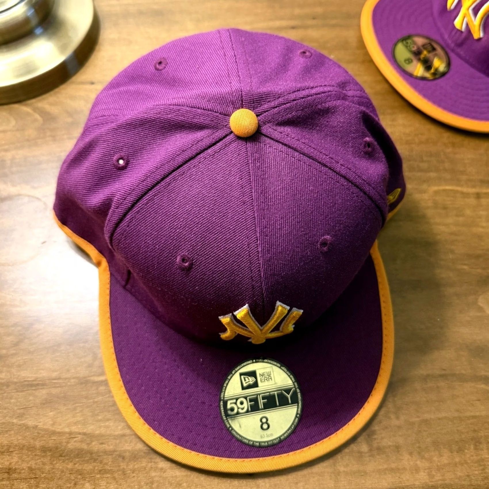 New Era VINTAGE New Era 59FIFTY New York Yankees Hat Mens Size 8 Purple Orange Fitted Cap MLB Size ONE SIZE - 6 Thumbnail