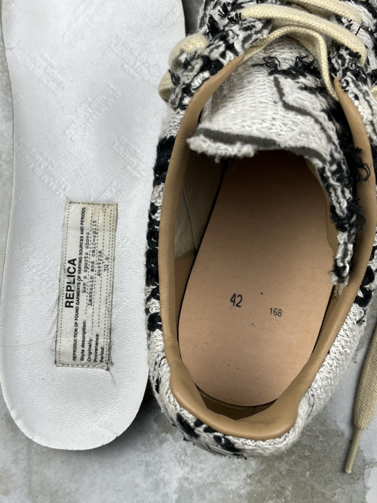 Maison Margiela AW18 Maison Margiela Distressed Tweed Replica Gat Sneakers Size US 9 / EU 42 - 12 Thumbnail