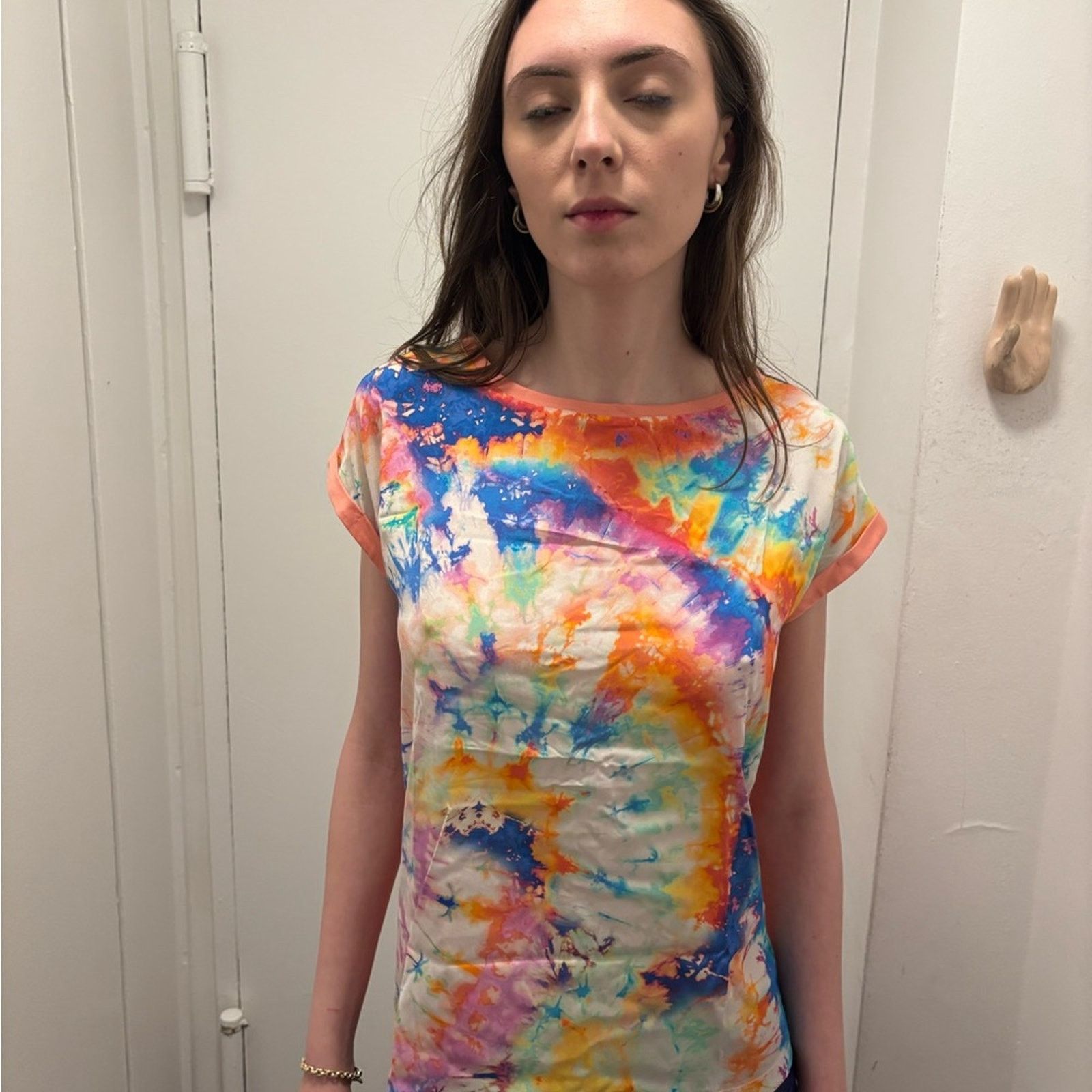 Other NWT Van Laack Orange Pink Short Sleeve Tie-Dye Tee Size 6 Size M / US 6-8 / IT 42-44 - 9 Thumbnail
