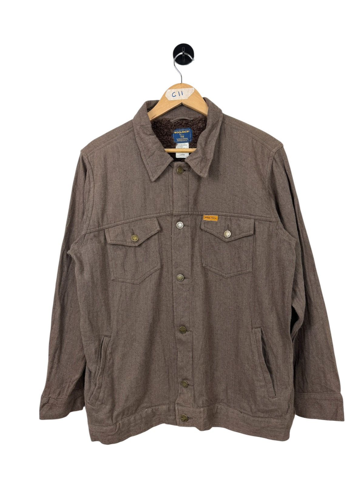 Woolrich Woolen Mills VINTAGE Woolrich Herringbone Sherpa-Lined Trucker Jacket Size US L / EU 52-54 / 3 - 1 Thumbnail