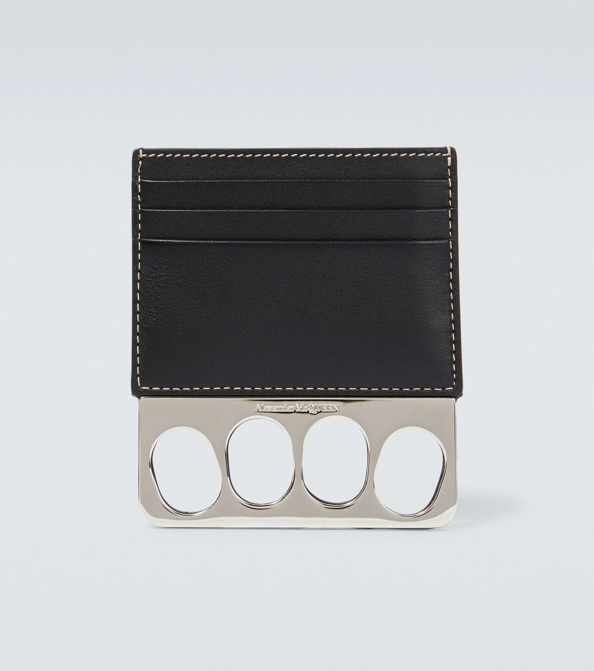 Alexander McQueen ALEXANDER MCQUEEN The Grip black leather gothic card holder Size ONE SIZE - 2 Thumbnail