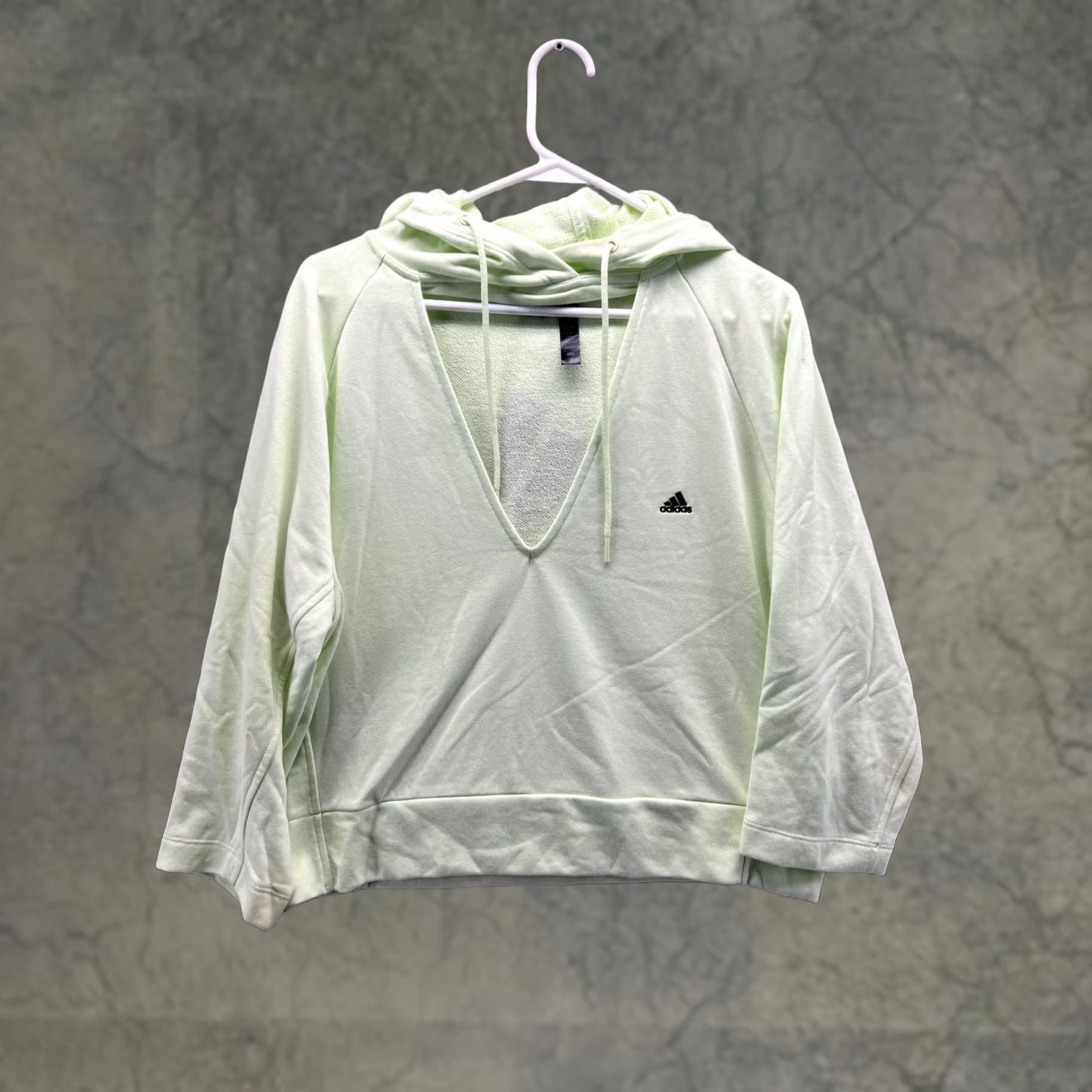 Adidas Adidas Hoodie Womens Large Green V Neck Raglan Pullover Sweatshirt Size L / US 10 / IT 46 - 1 Thumbnail