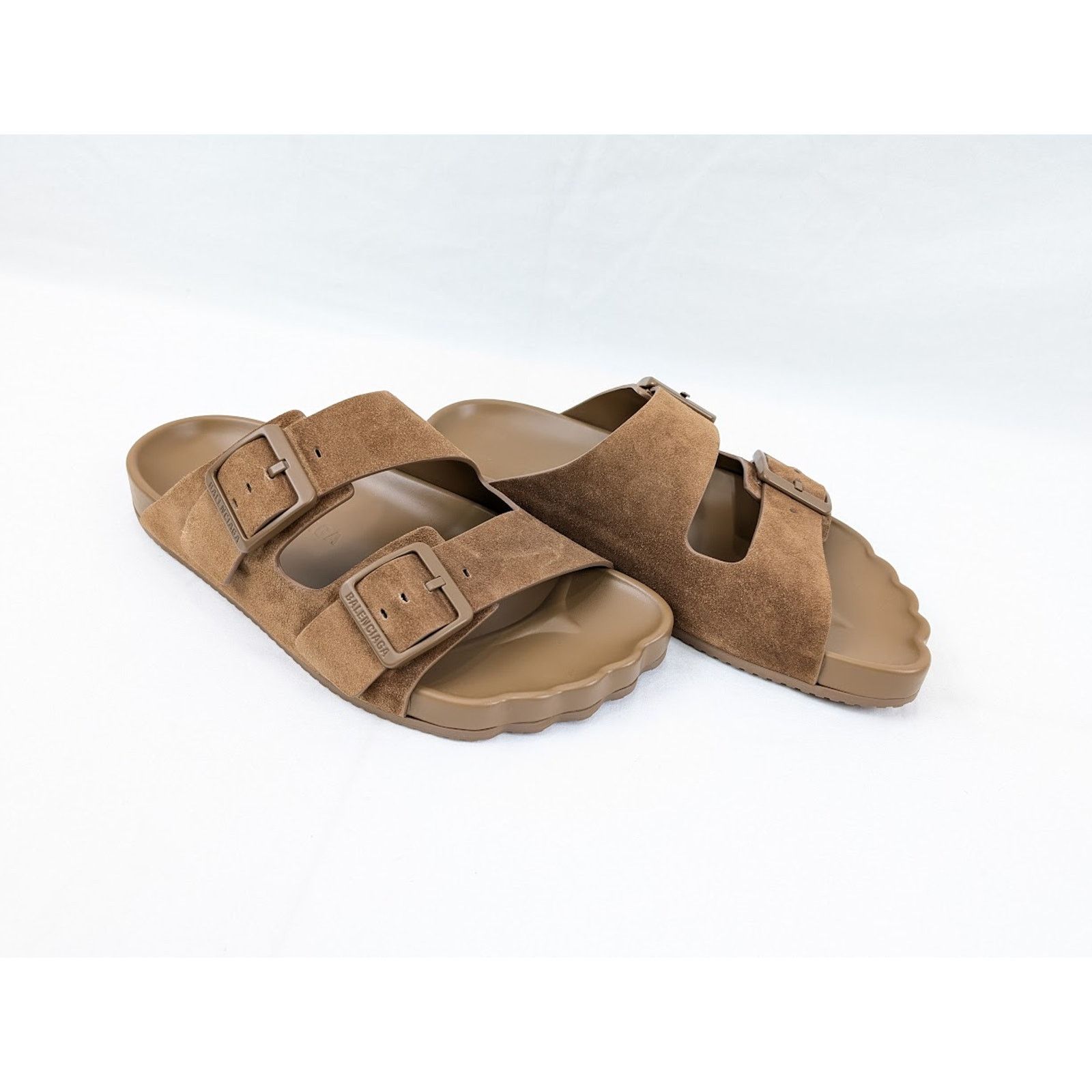 Balenciaga o1rshd1 Q:2 / Suede Sunday Sandals in Brown Size US 12 / EU 45 - 12 Thumbnail