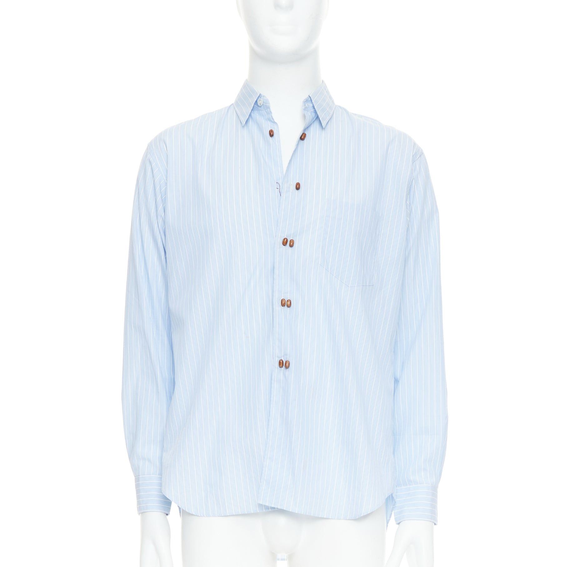 Comme des Garcons COMME DES GARCONS SHIRT blue white stripes bean shaped buttons shirt S Size US S / EU 44-46 / 1 - 1 Thumbnail