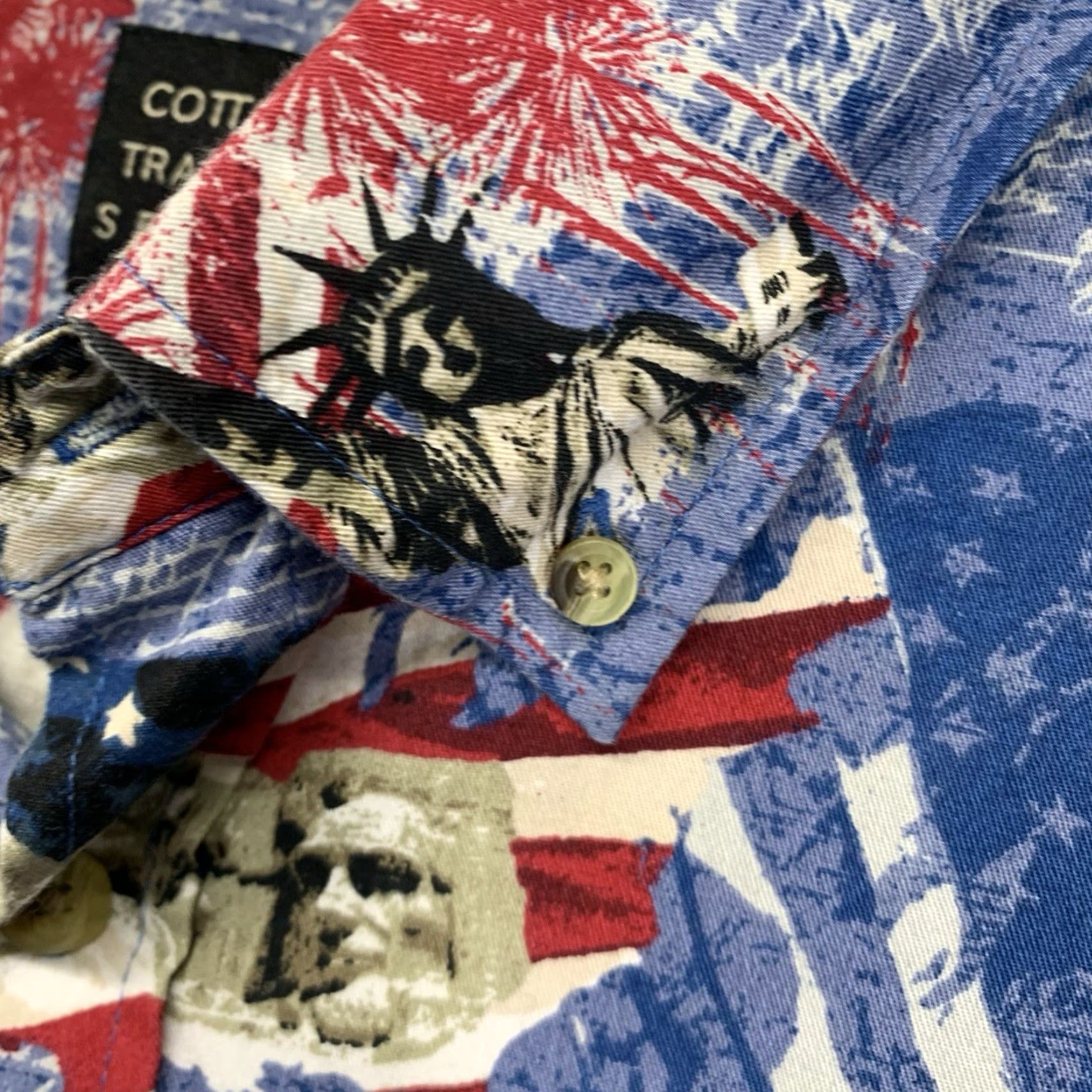 Cotton Traders VINTAGE Cotton Traders Men's 2XL Patriotic Short Sleeve Shirt Red White Blue American Flag Mount Rushmore Summer Casual Size US XXL / EU 58 / 5 - 4 Thumbnail