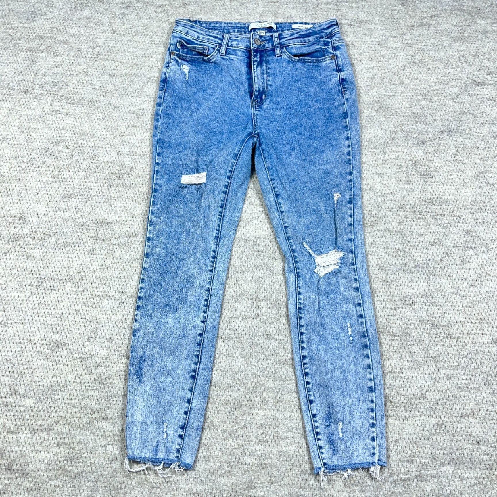 Vintage Judy Blue Jeans Women 29 Skinny High Rise Distressed Frayed Medium Wash Blue Size 29" - 2 Thumbnail