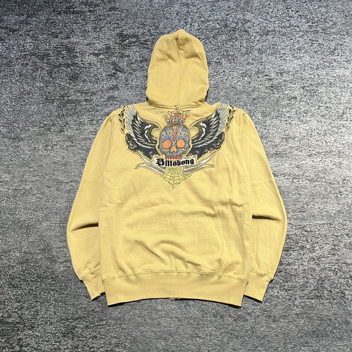 Vintage Y2K Billabong Skull Grunge Skater Zip Up Hoodie NEW