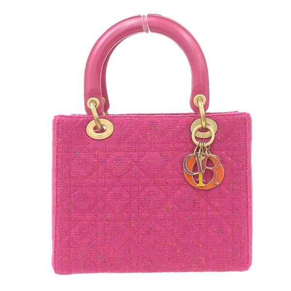 image of Dior Tweed Lady Dior Handbag in Pink, Women's