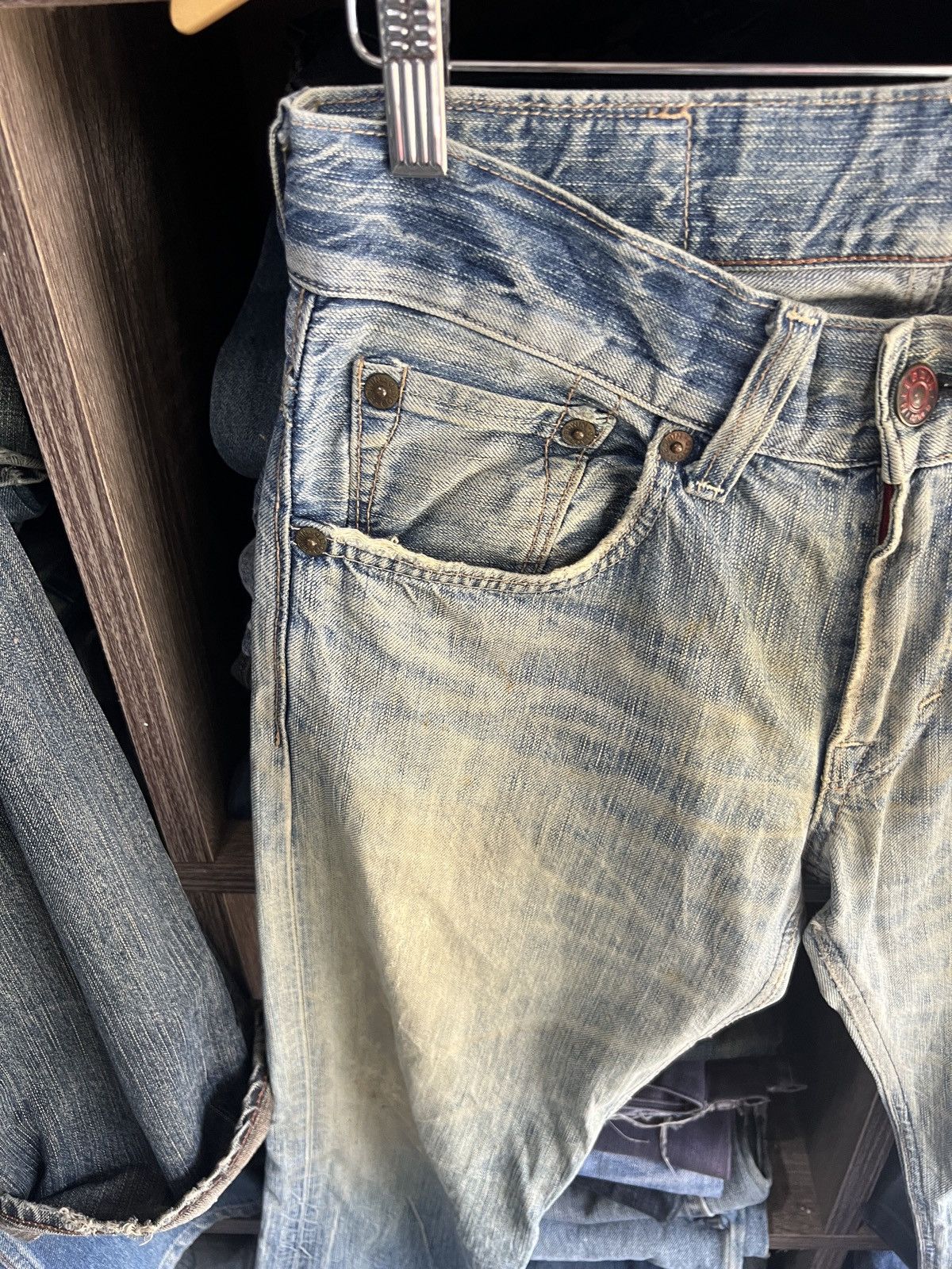 Edwin 🔥Vintage Edwin Blue Trip Distressed Denim Size US 32 / EU 48 - 5 Thumbnail