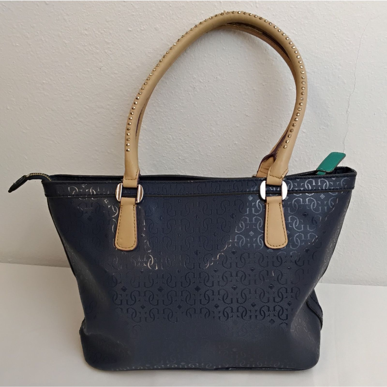Guess Guess 1981 Los Angeles Tote Handbag Blue Embossed Size ONE SIZE - 3 Thumbnail
