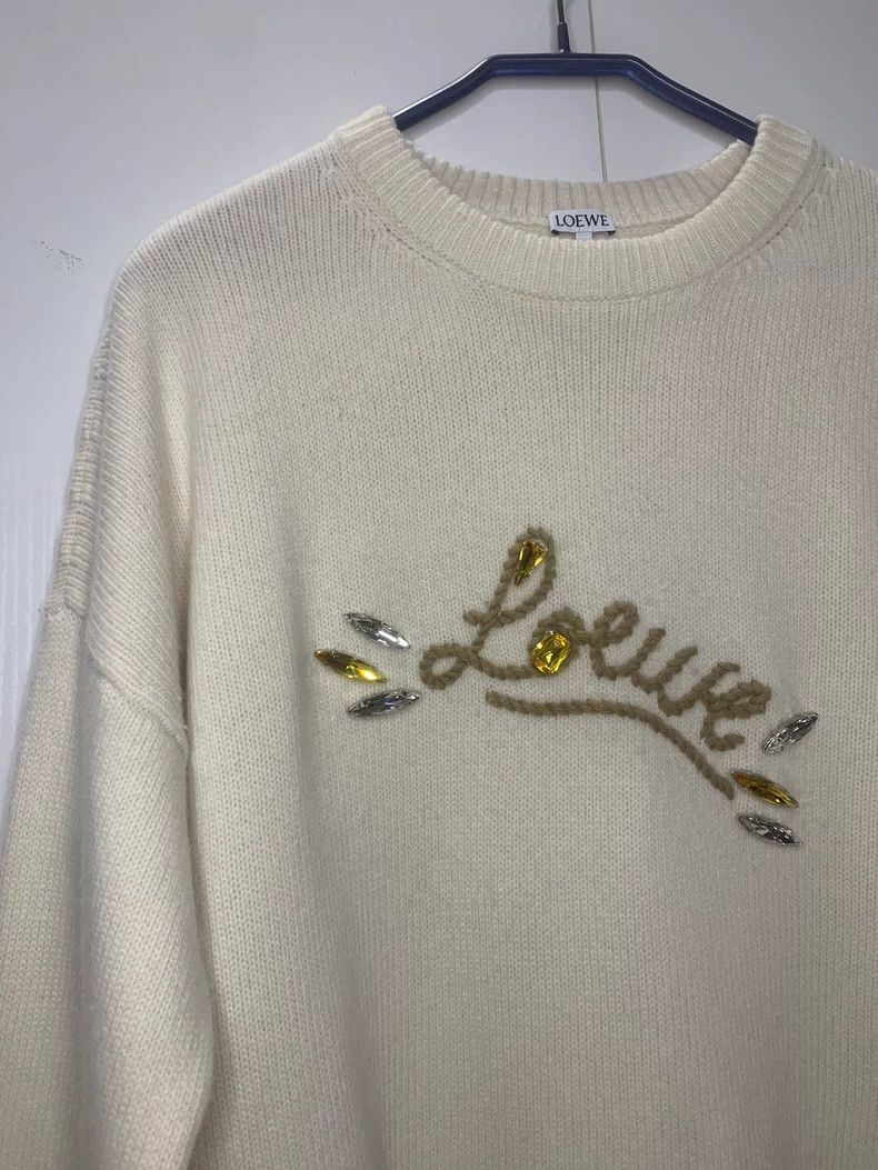 Loewe LOEWE White long sweater Size L / US 10 / IT 46 - 2 Thumbnail