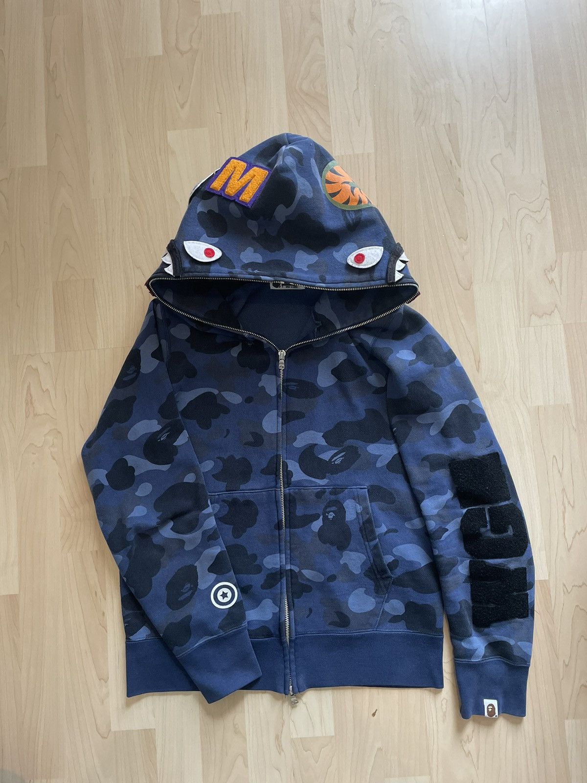 image of Bape A Bathing Ape Detachable Hoodie in Blue, Men's (Size Small)