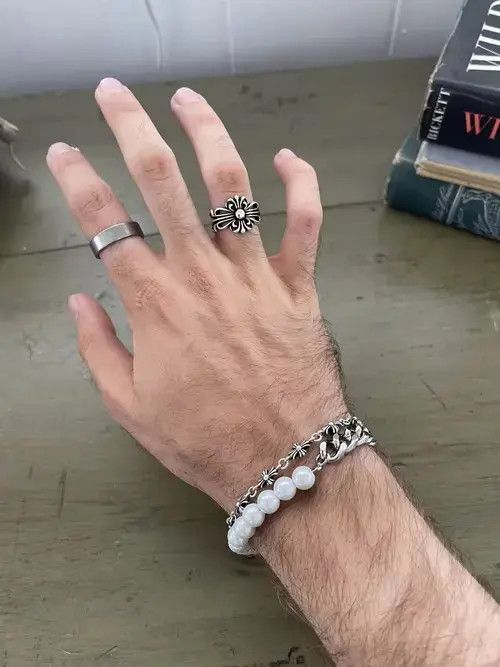 VIBE Silver Pearl Cuban Bracelet Size ONE SIZE - 3 Thumbnail