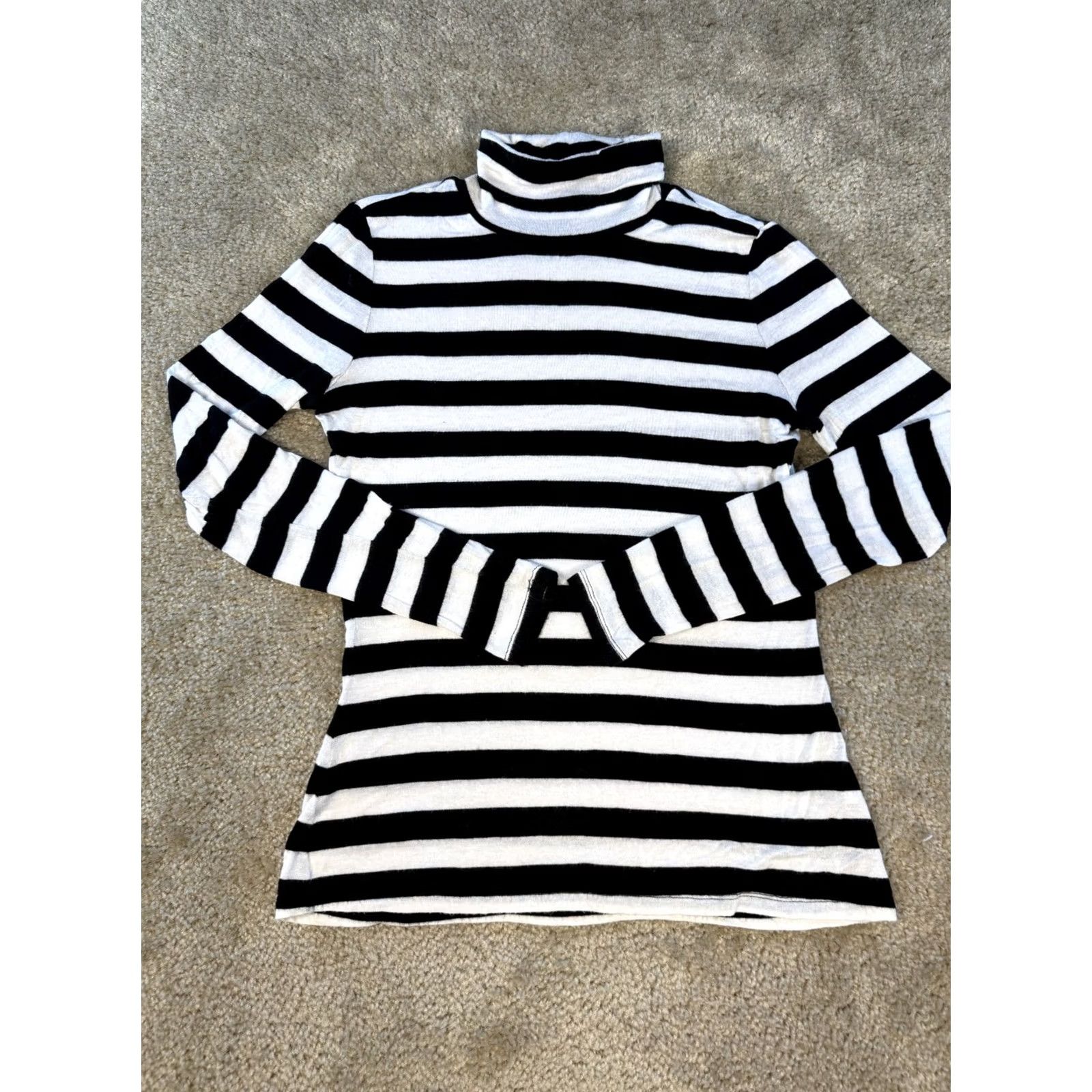 Vintage Jennifer Lopez Striped Turtleneck Knit Top Long Sleeve Women's Size Small E193 Size S / US 4 / IT 40 - 2 Thumbnail
