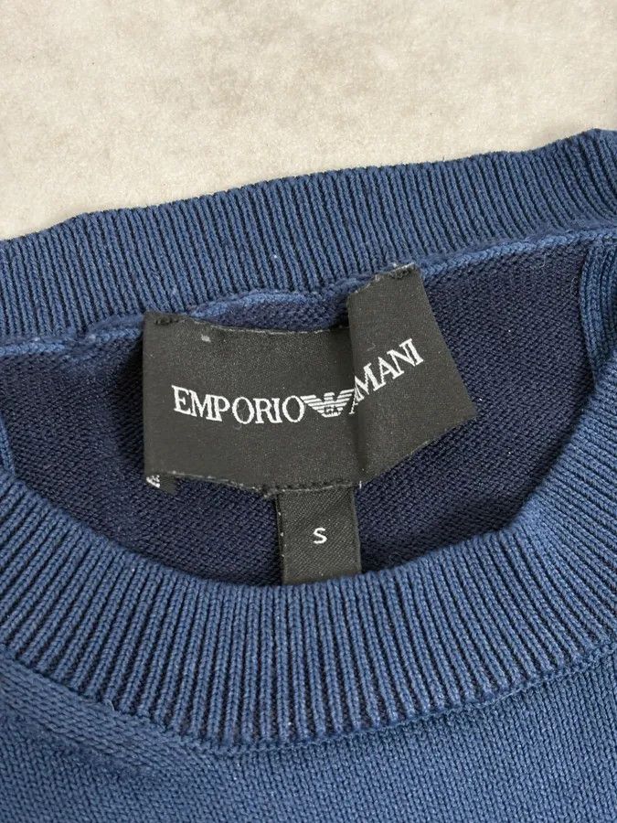 Emporio Armani AW2020 Emporio Armani Navy Modern Wave Wool Sweater Size S / US 4 / IT 40 - 8 Thumbnail