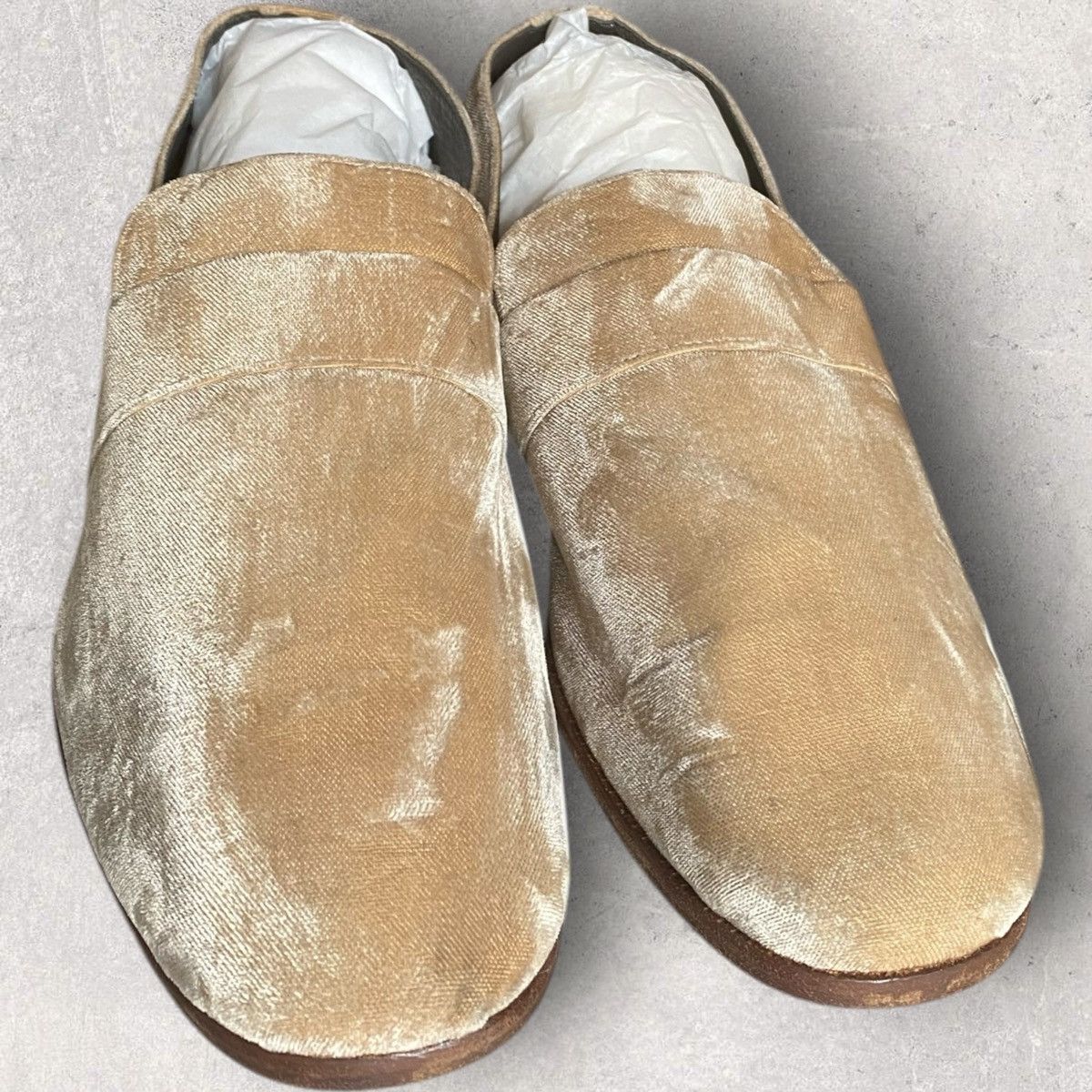 Undercover AW13 “Psycho Killer” Talking Head Gold Velvet Loafer Size US 10 / EU 43 - 2 Thumbnail