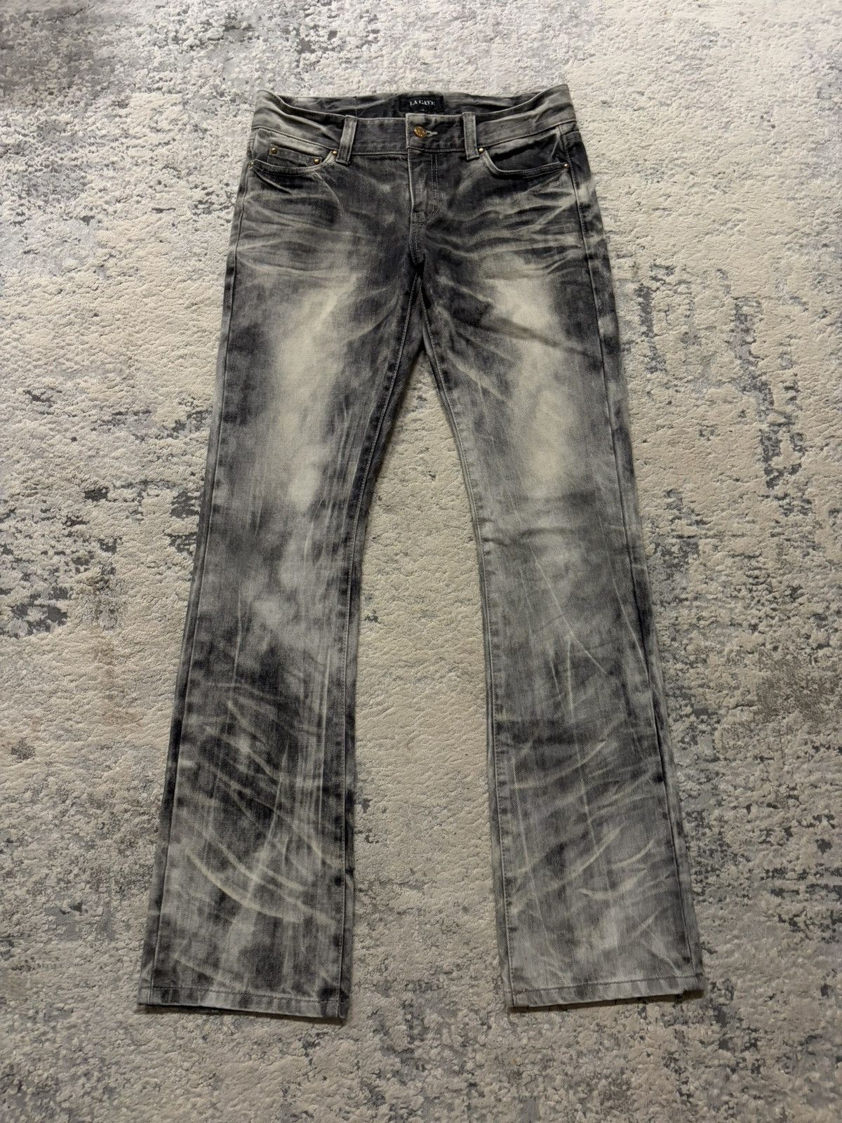 Japanese Brand La Gate - Bleach Washed Grey Denim Bootcut Jeans Size US 32 / EU 48 - 1 Thumbnail