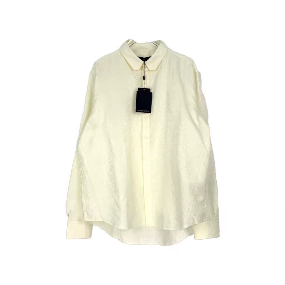Louis Vuitton LV Beige Cotton Silk Logo Shirt - dmc Size US XL / EU 56 / 4 - 1 Thumbnail