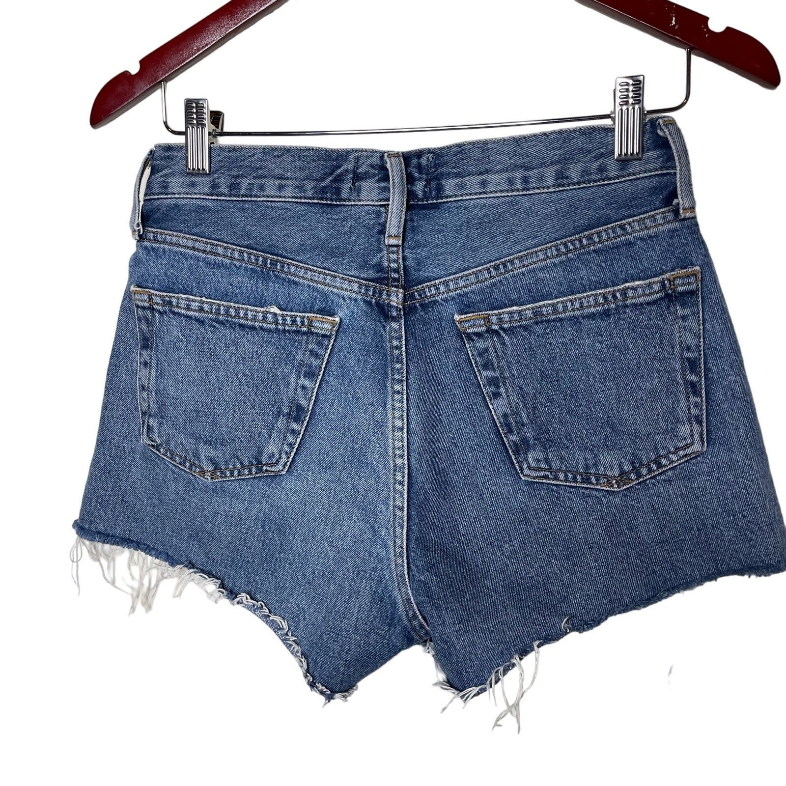 Agolde AGOLDE Parker Distressed Denim Cutoff Shorts Womens Blue 24 Size 24" / US 00 / IT 34 - 5 Thumbnail