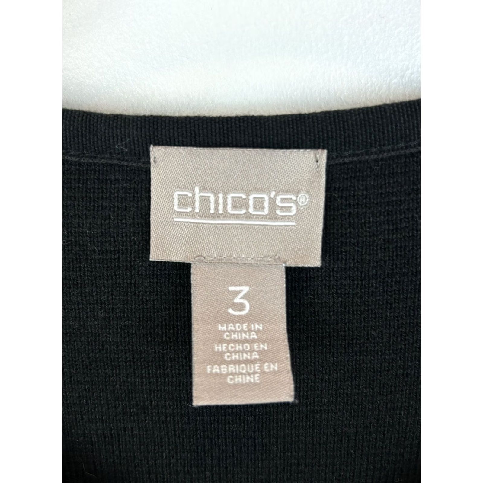 Vintage Chicos Womans Sweater Cardigan Knit L 3 Black Open Front One Hook Pocket Capsule Size L / US 10 / IT 46 - 3 Thumbnail