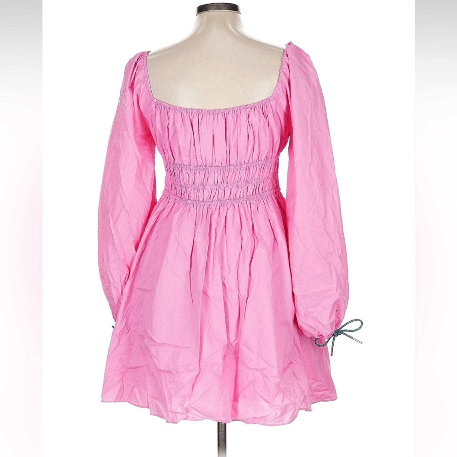 Staud STAUD Bow Mini Dress - Size Large - Bubblegum Pink Size L / US 10 / IT 46 - 7 Thumbnail