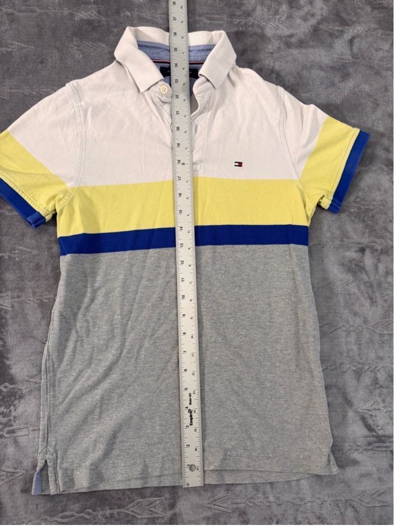 Tommy Hilfiger Women's Tommy Hilfiger Polo Shirt XS White Yellow Blue Size US L / EU 52-54 / 3 - 4 Thumbnail