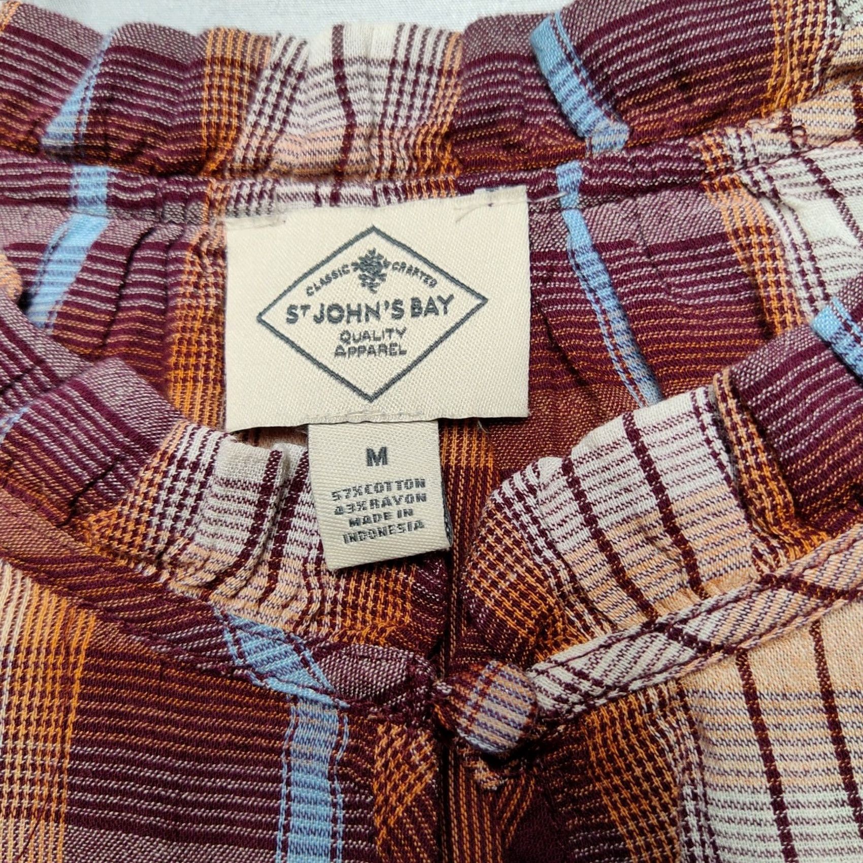 Vintage St. John's Bay Shirt Women Medium Burgundy Plaid Long Sleeve Pullover NEW Size M / US 6-8 / IT 42-44 - 6 Thumbnail