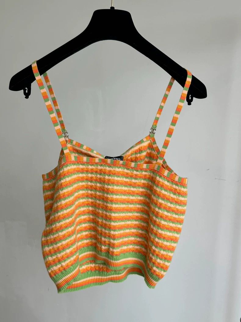 Chanel Chanel Orange cashmere striped vest Size XS / US 0-2 / IT 36-38 - 5 Thumbnail