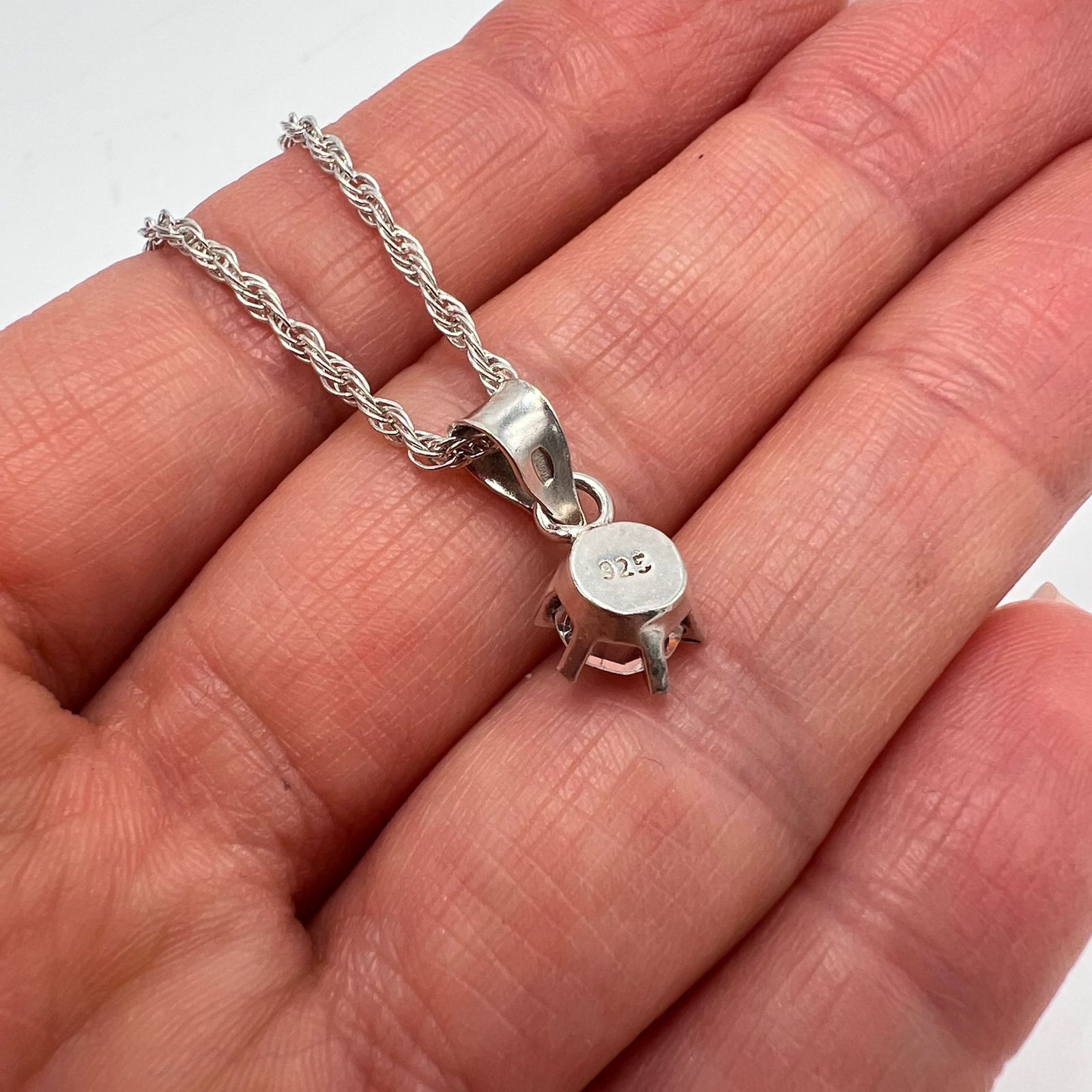 Sterling Silver Sterling Silver 925 Solitaire Cubic Zirconia Necklace Size ONE SIZE - 5 Thumbnail