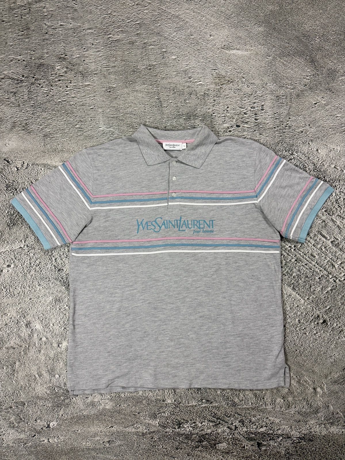 Yves Saint Laurent Yves Saint Laurent polo big logo t-shirt vintage grey Size US XL / EU 56 / 4 - 1 Thumbnail