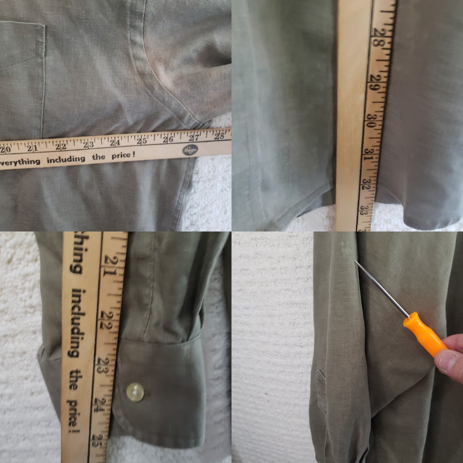 Jos. A. Bank Jos A Bank Reserve Shirt Men's XL Khaki 100% Linen Casual Long Sleeve Button Size US XL / EU 56 / 4 - 10 Thumbnail