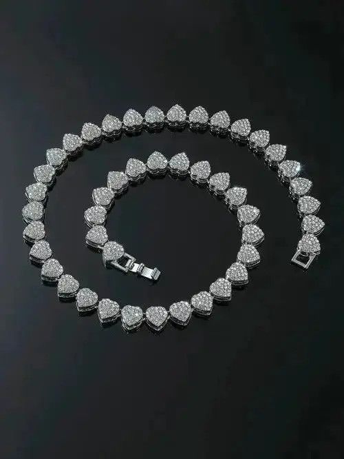 Other Retro Punk Rhinestone Necklace Chain Heart Size ONE SIZE - 6 Thumbnail