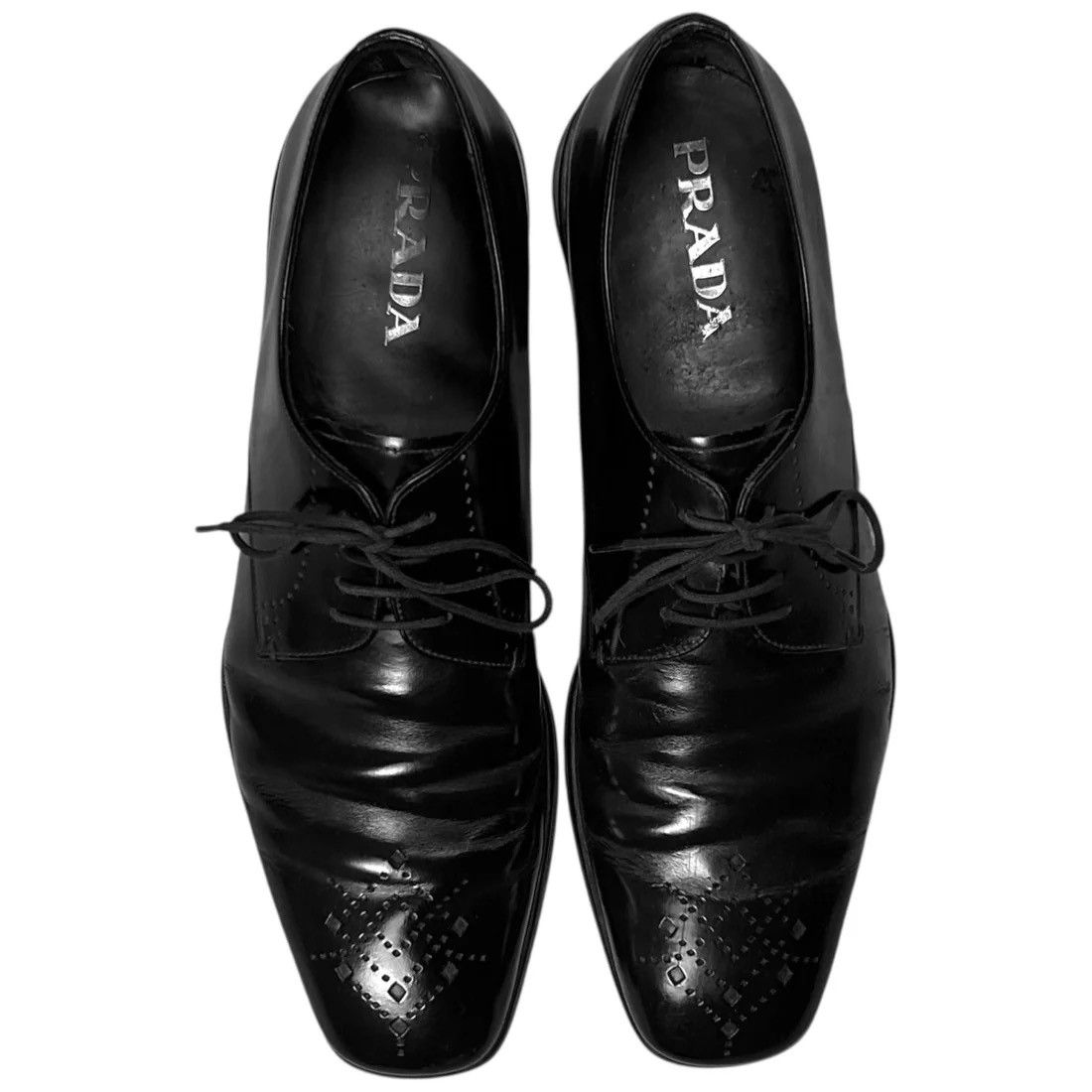 Prada Prada Perforated Square Toe Derbies Size US 8 / EU 41 - 1 Thumbnail
