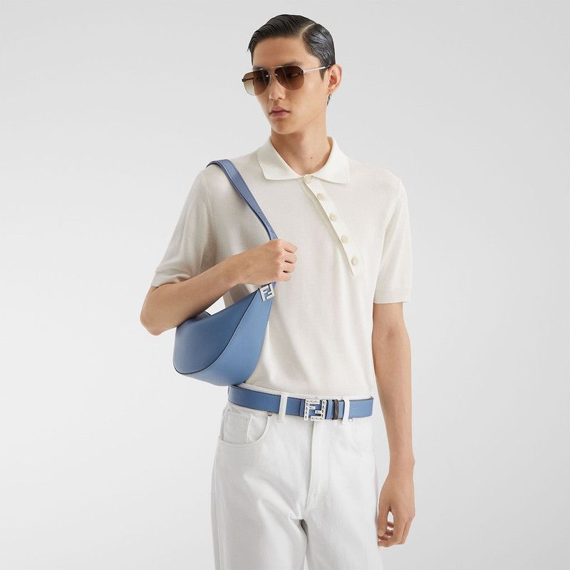 Fendi o1s1wg110526 Fendi Roma Leather Fendi Melon Small in Blue Size ONE SIZE - 6 Thumbnail