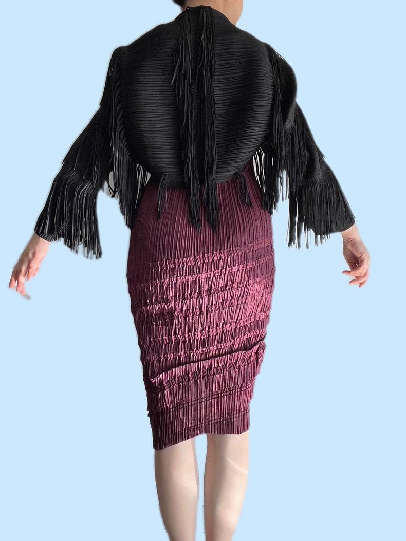 Issey Miyake Issey Miyake size:one size Black tassel coat Size XS / US 0-2 / IT 36-38 - 2 Thumbnail