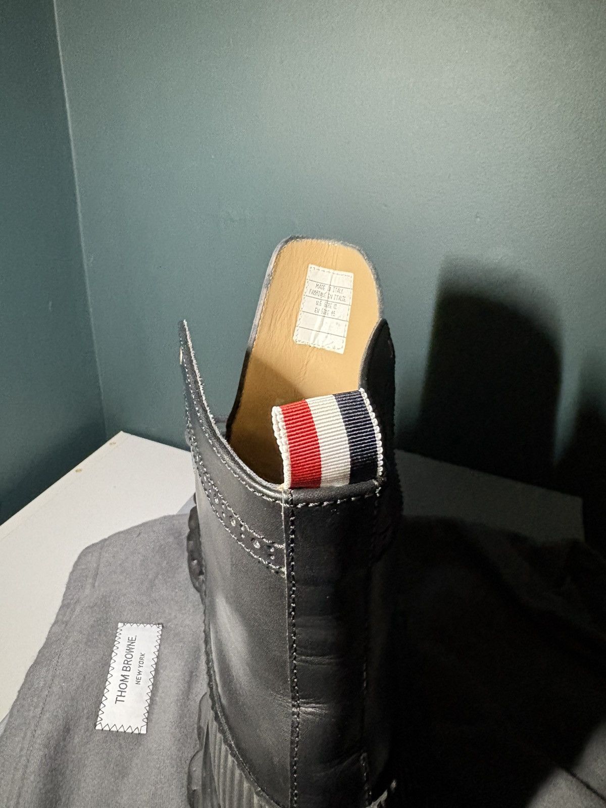 Thom Browne BLACK CALF LEATHER RUBBER SOLE LONGWING DUCK BOOT Size US 12 / EU 45 - 5 Thumbnail