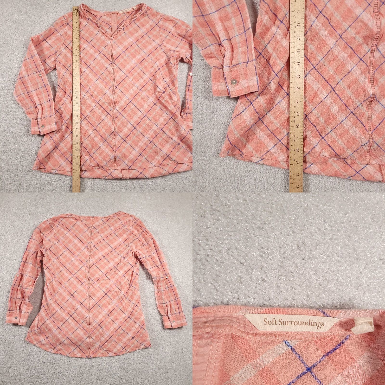 Soft Surroundings Soft Surroundings Gauzy Tunic Shirt Womens 1X Plus Coral Pink Beach V-Neck Shirt Size XL / US 12-14 / IT 48-50 - 8 Thumbnail