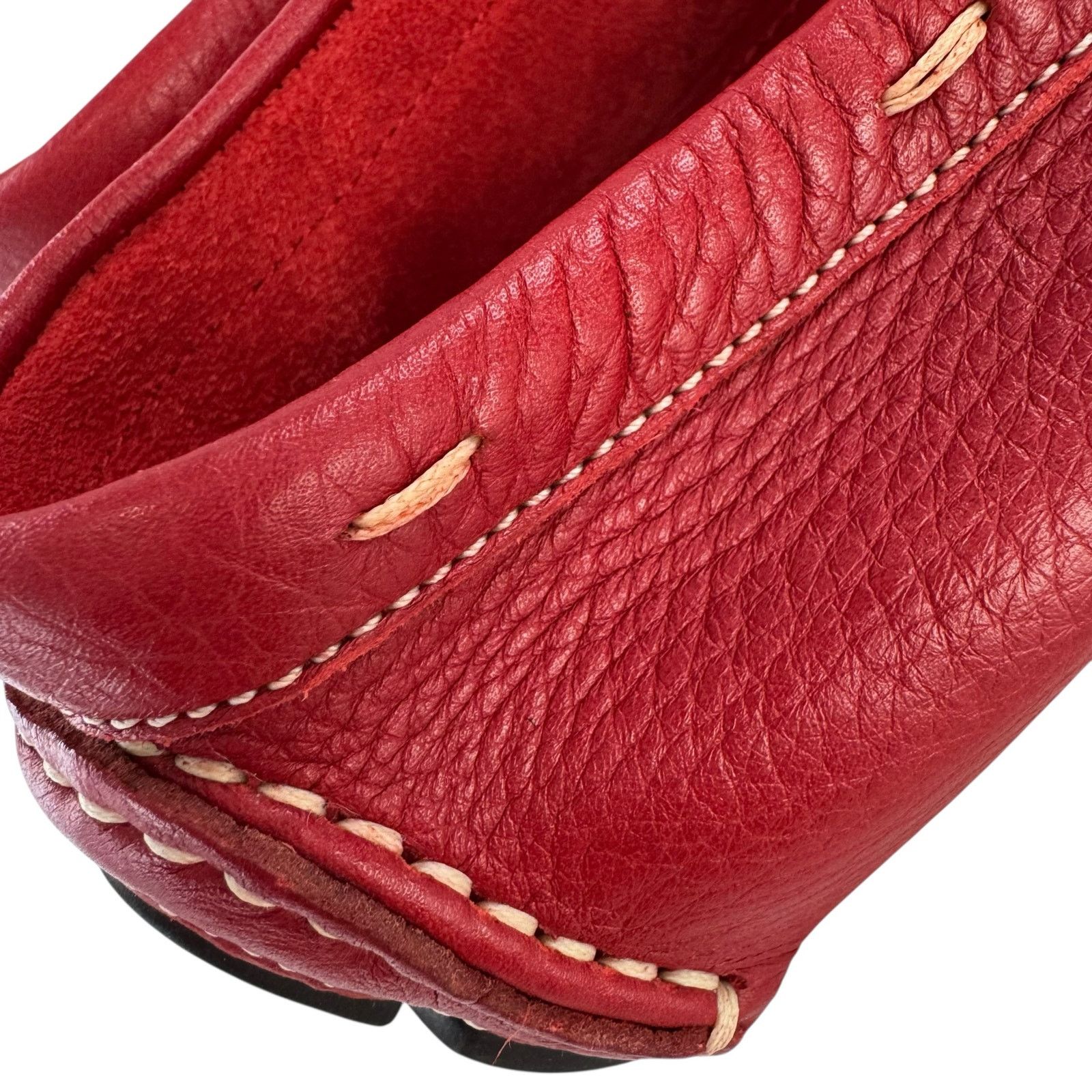 Prada Prada Red Pebbled Leather Loafers Size US 7 / IT 37 - 14 Thumbnail