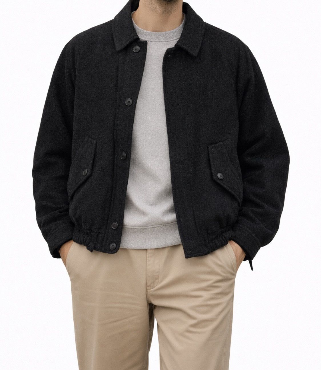 📌Vtg Wool Bomber Jacket Double Layer Unbranded Issey Miyake