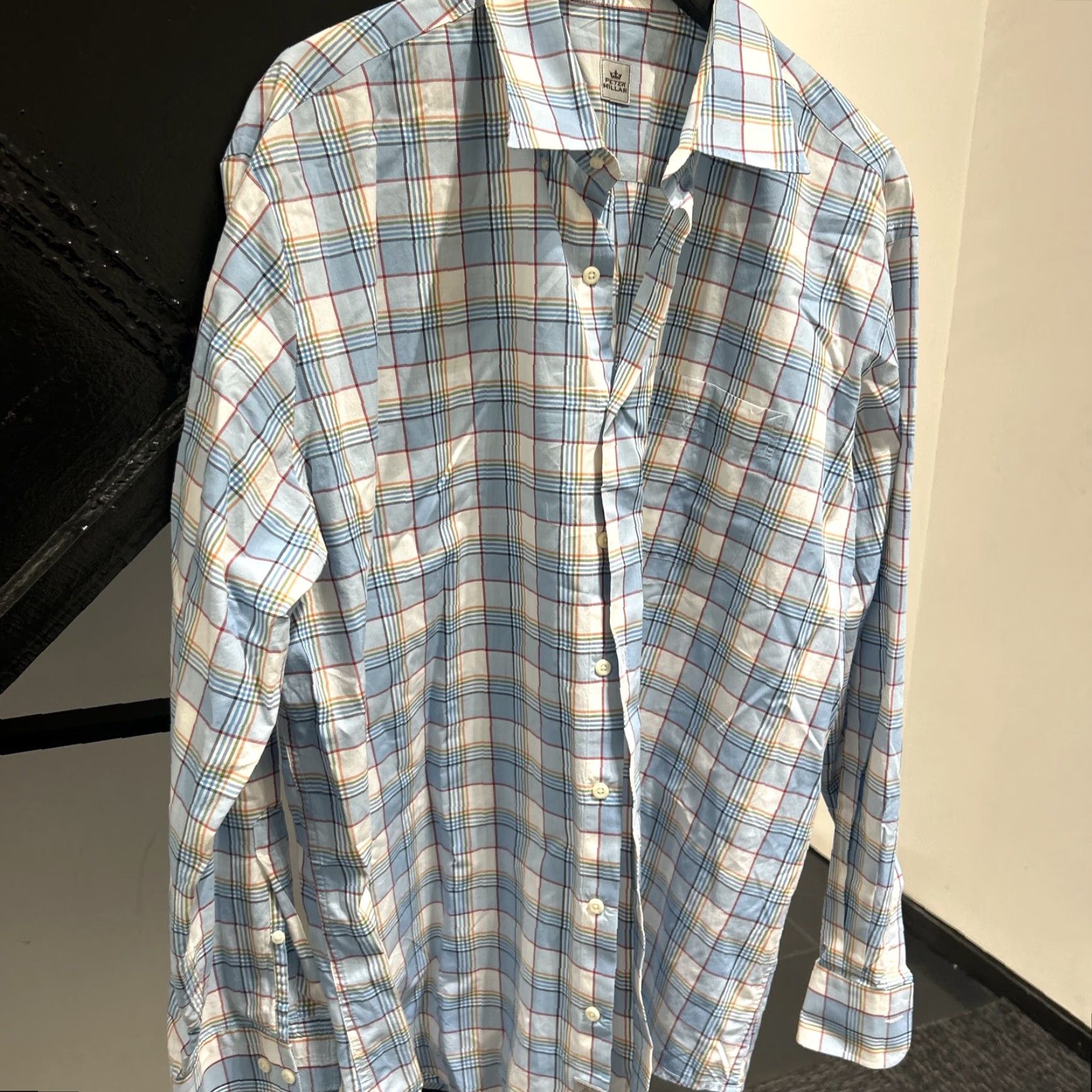 Peter Millar Peter Millar Shirt XL Multi-Color 100% Cotton Plaid Checks Spread Collar Button-Up Casual Mens Regular Size US XL / EU 56 / 4 - 2 Thumbnail