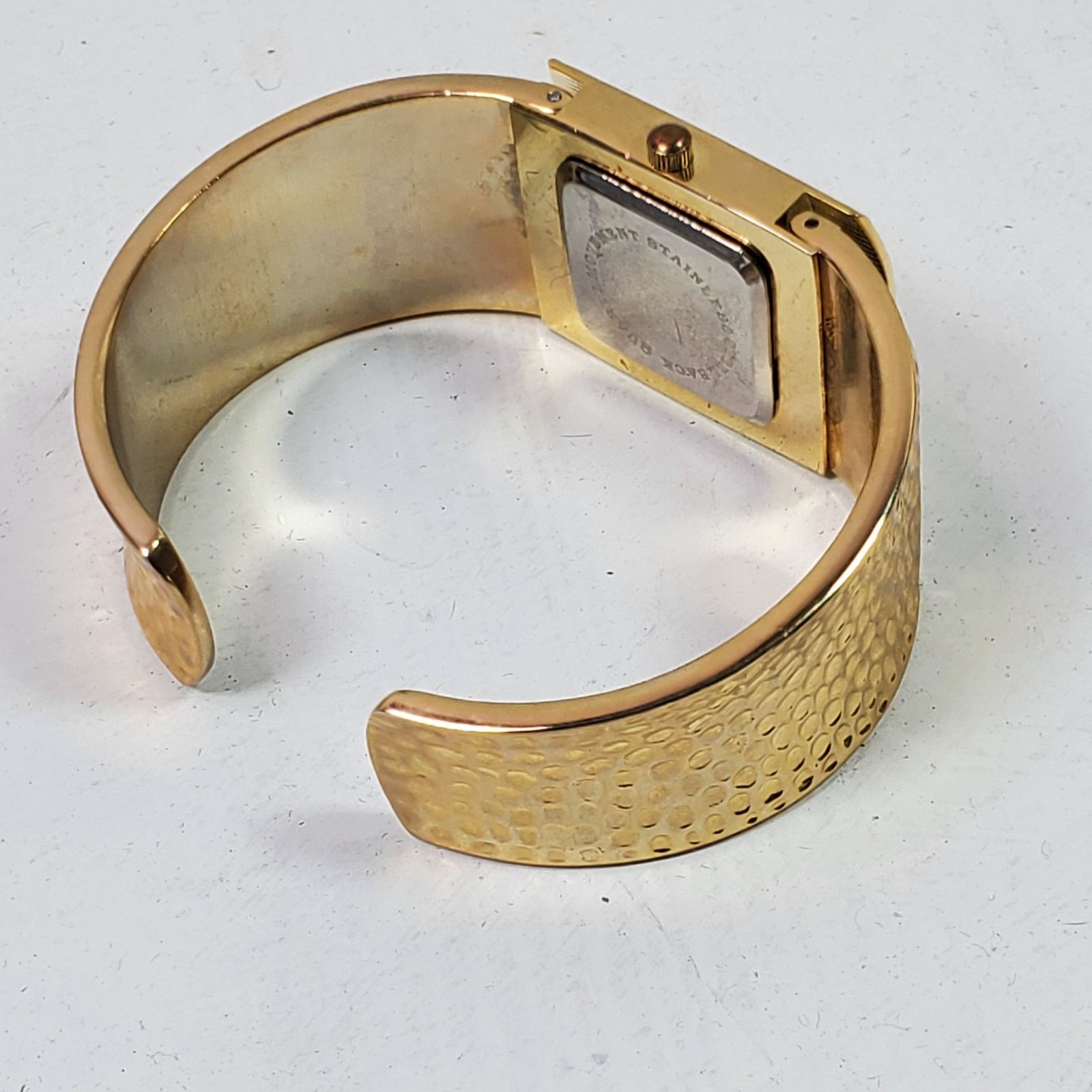 Geneva Geneva Hammered Metal Clamp Wristwatch Gold Tone Size ONE SIZE - 3 Thumbnail