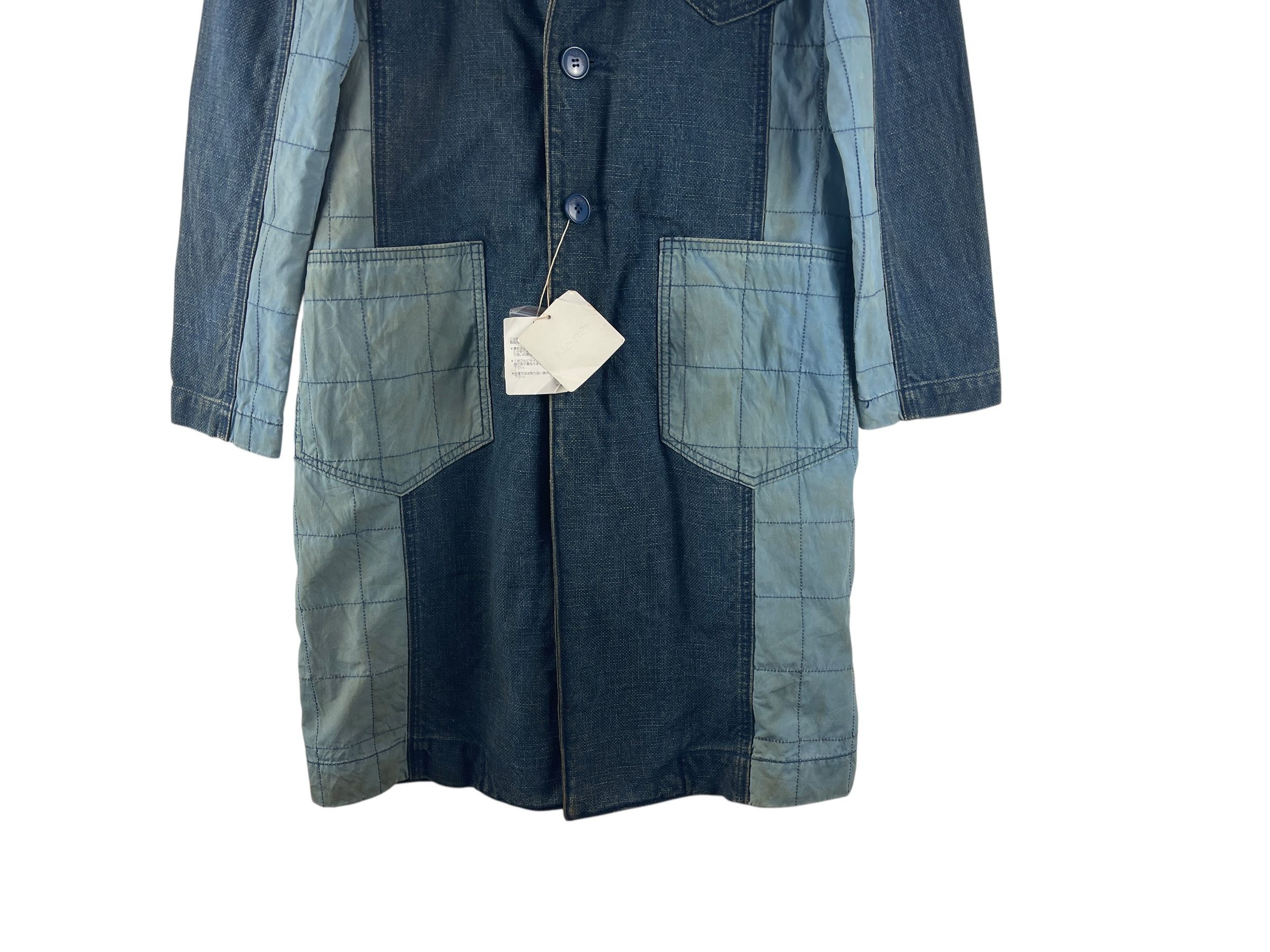 Ne-Net Ne-net Patchwork Denim Long Coat Quilted Panel Belted Back Size S / US 4 / IT 40 - 6 Thumbnail
