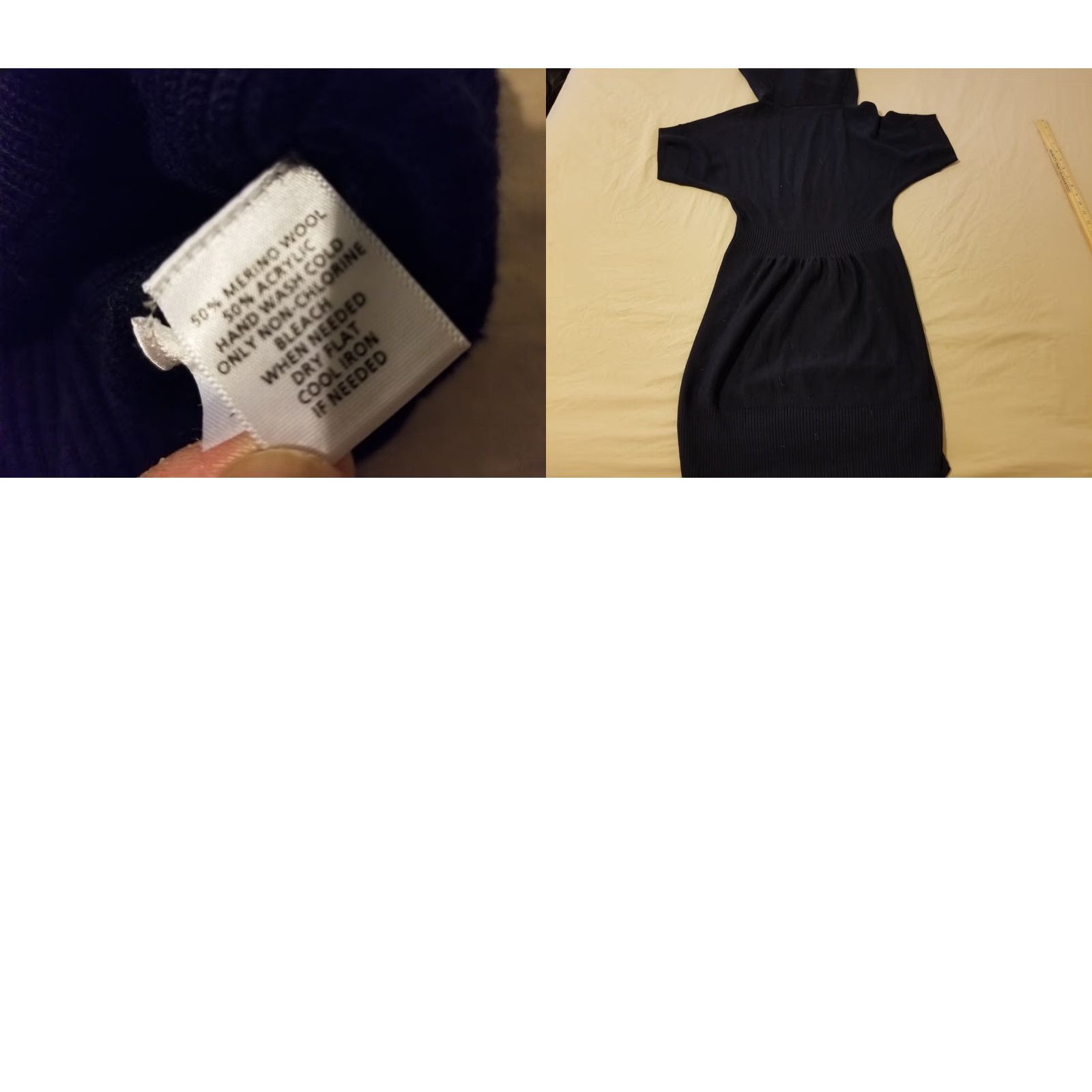 Vintage Womens Ann Taylor Wool Dress M Medium Cotton Black A-Line Knee Length Womens Size M / US 6-8 / IT 42-44 - 8 Thumbnail