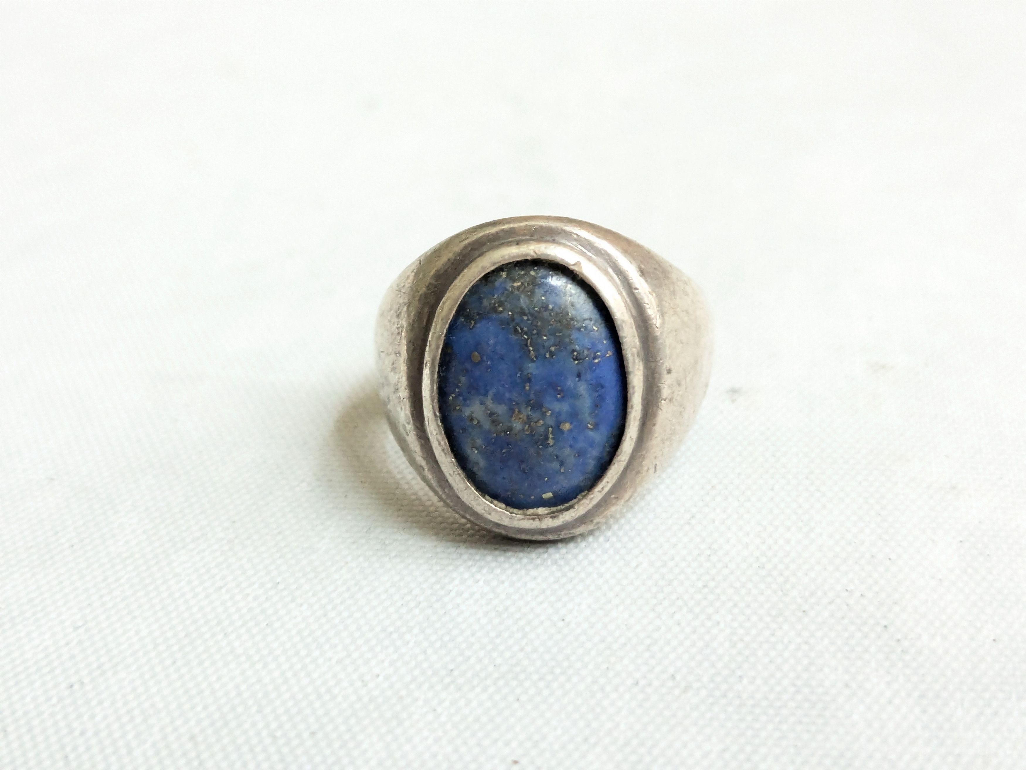 Jewelry Vintage Sterling Silver Ring Lapis Lazuli Oval Cabochon Blue Size ONE SIZE - 4 Thumbnail