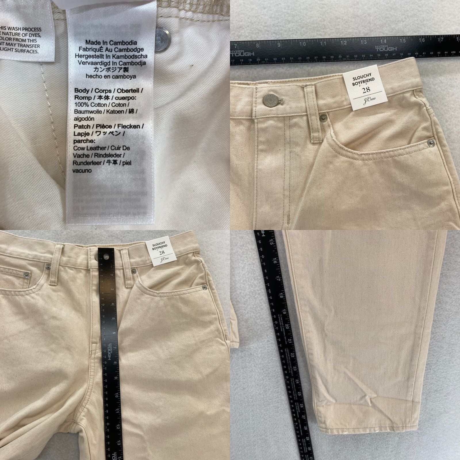 J.Crew J.CREW Slouchy Boyfriend Jeans Women's 28 Straight Leg Beige Denim Ankle Crop Jeans Size 28" / US 6 / IT 42 - 8 Thumbnail