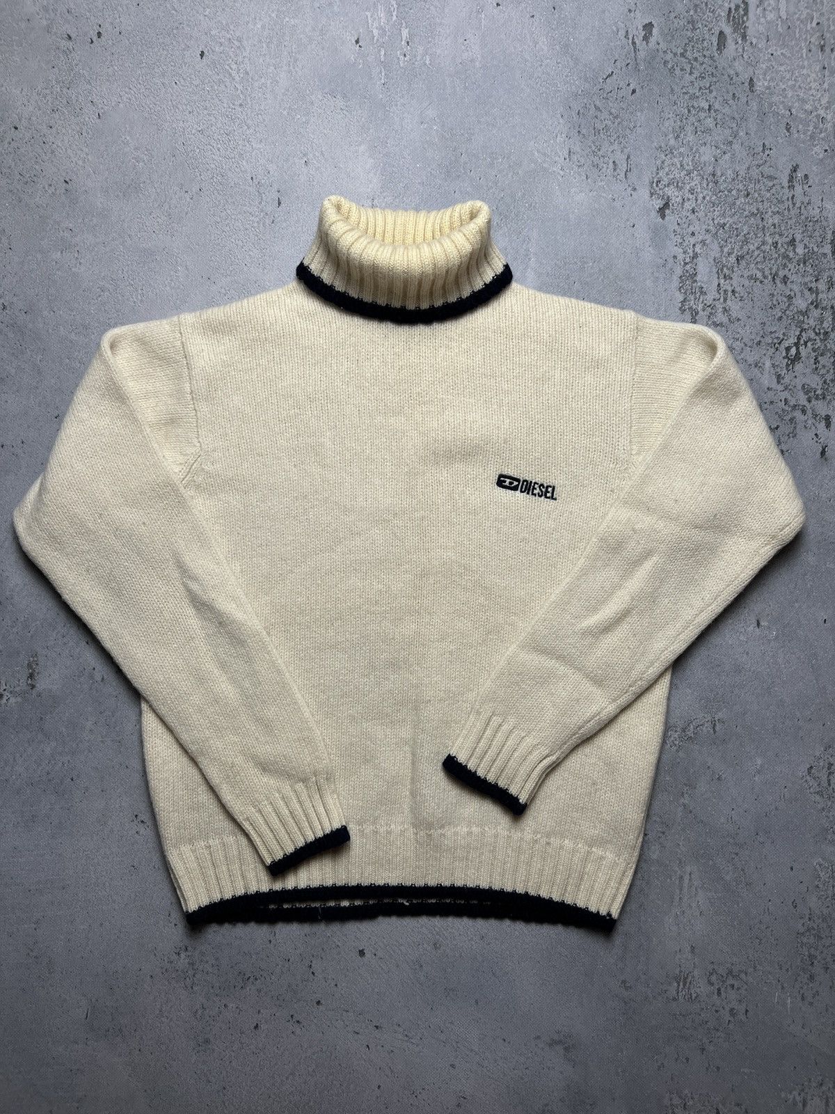 Diesel Diesel Vintage Distressed Knitwear Cream Wool Sweater 90's Size L / US 10 / IT 46 - 2 Thumbnail