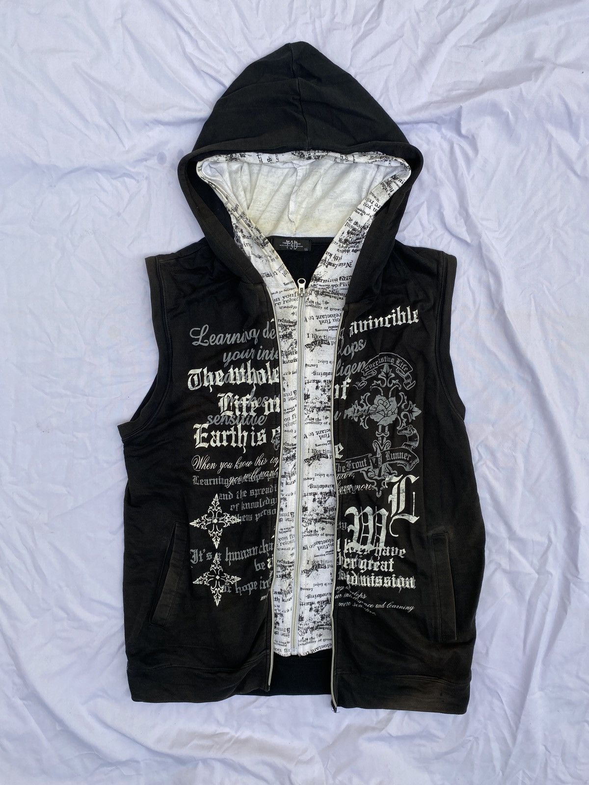 image of Hysteric Glamour x If Six Was Nine Japanese Gothic Poem Double Layer Seditioneries Zip Hoodie in Bl